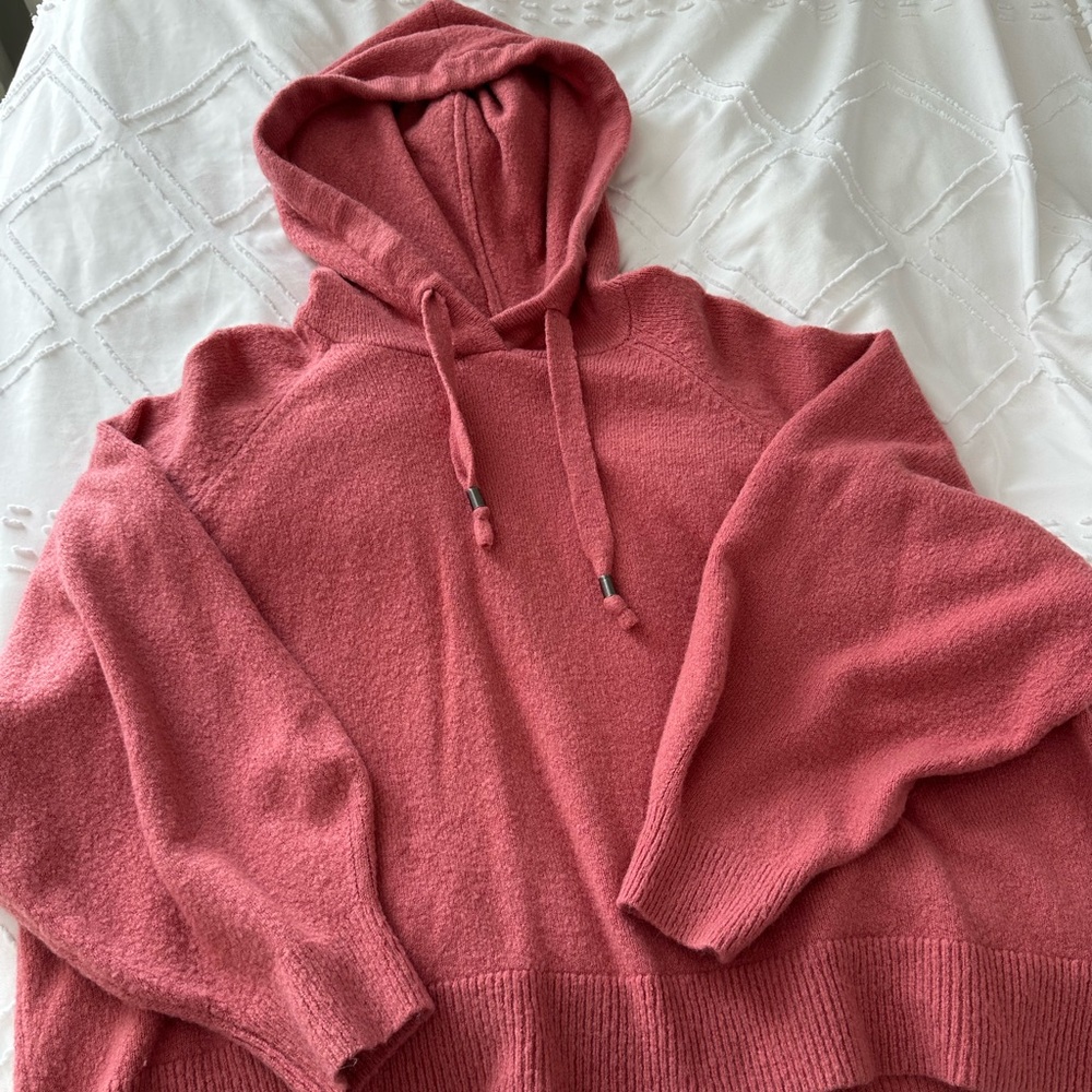 pink knitted baggy hoodie